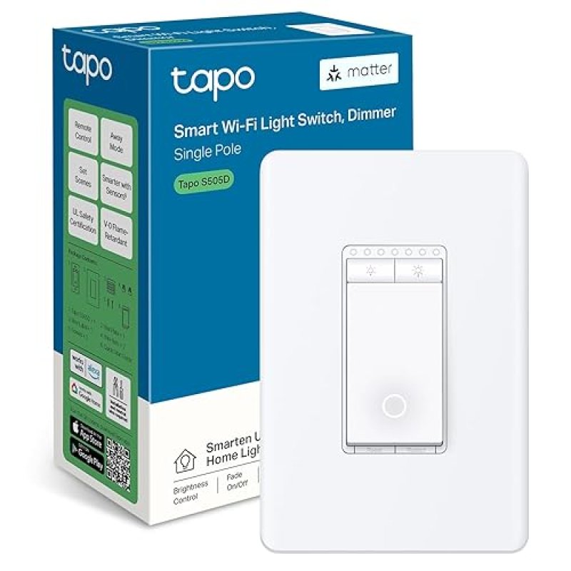 TAPO S505D MATTER SMART DIMMER SWITCH VOICE CONTROL, TIMER, EASY INSTALL, UL CERTIFIED