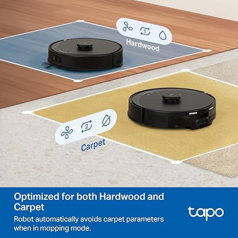 TAPO LIDAR SMART NAVIGATION ROBOT VACUUM AND MOP WITH SELF-EMPTYING DOCK, 5300PA MAX, 97 DUST PICKUP