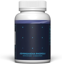 BLUEPRINT BRYAN JOHNSON ASHWAGANDHA RHODIOLA CAPSULES 120MG ADAPTOGEN FOR STRESS, ENERGY, MOOD 30 VE