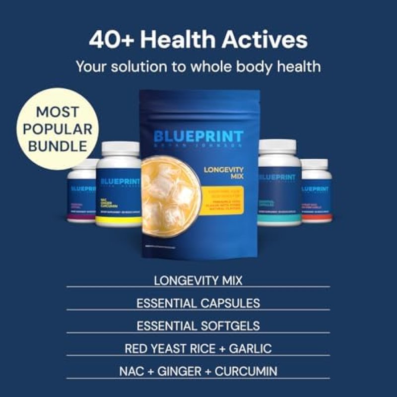 BLUEPRINT BRYAN JOHNSON LONGEVITY MIX MUSCLE BUILDER RECOVERY SUPPLEMENT, 30 SERVINGS, PINEAPPLE YUZ