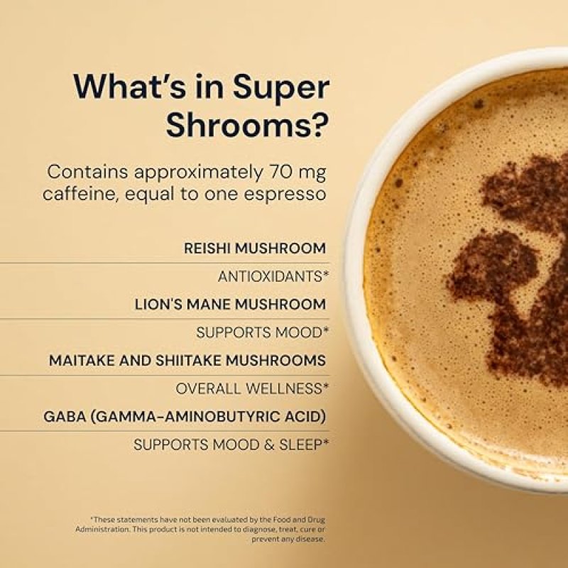 BLUEPRINT BRYAN JOHNSON SUPER SHROOM COFFEE BY BRYAN JOHNSON LION S MANE, REISHI, GABA 70MG CAFFEINE 30 SERVINGS