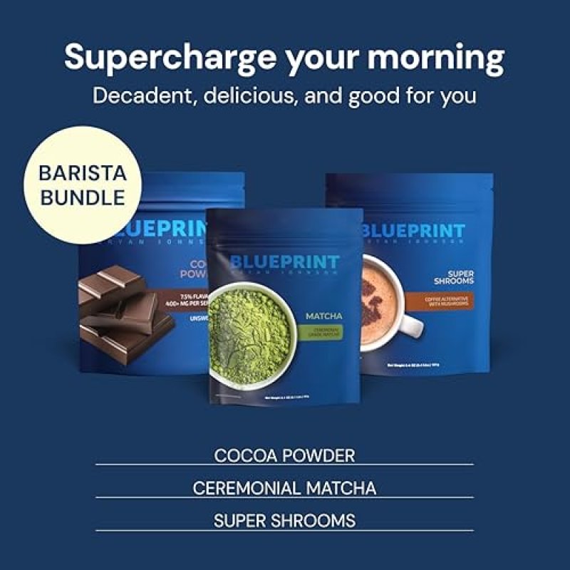 BLUEPRINT BRYAN JOHNSON SUPER SHROOM COFFEE BY BRYAN JOHNSON LION S MANE, REISHI, GABA 70MG CAFFEINE 30 SERVINGS