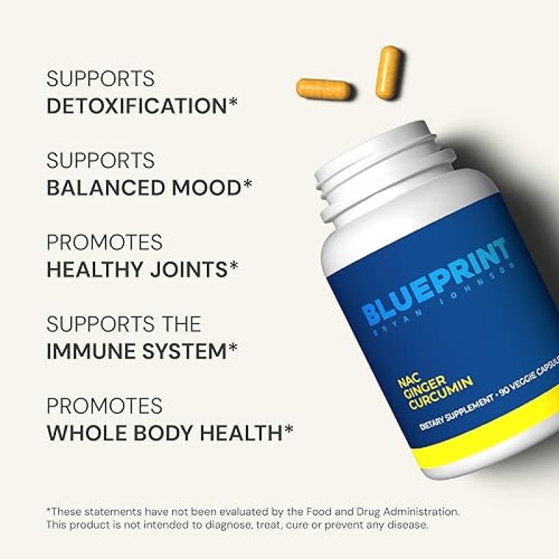 BLUEPRINT BRYAN JOHNSON NAC SUPPLEMENT - STRESS RELIEF, IMMUNITY, RESPIRATORY HEALTH, VEGAN, 30 SERV