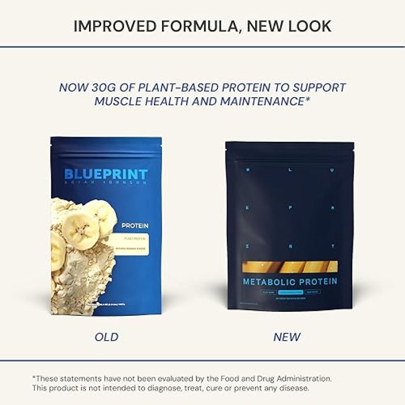 BLUEPRINT BRYAN JOHNSON VEGAN PROTEIN MEAL REPLACEMENT 27G PLANT-BASED HEMP PROTEIN, BANANA FLAVOR, 15 SERVINGS