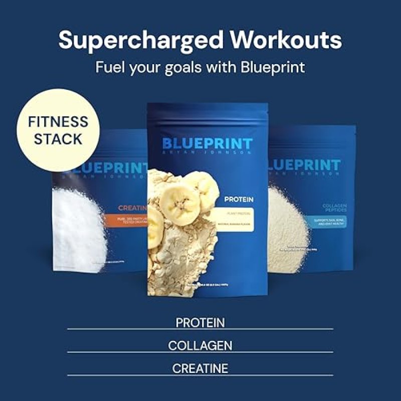 BLUEPRINT BRYAN JOHNSON VEGAN PROTEIN MEAL REPLACEMENT 27G PLANT-BASED HEMP PROTEIN, BANANA FLAVOR, 15 SERVINGS