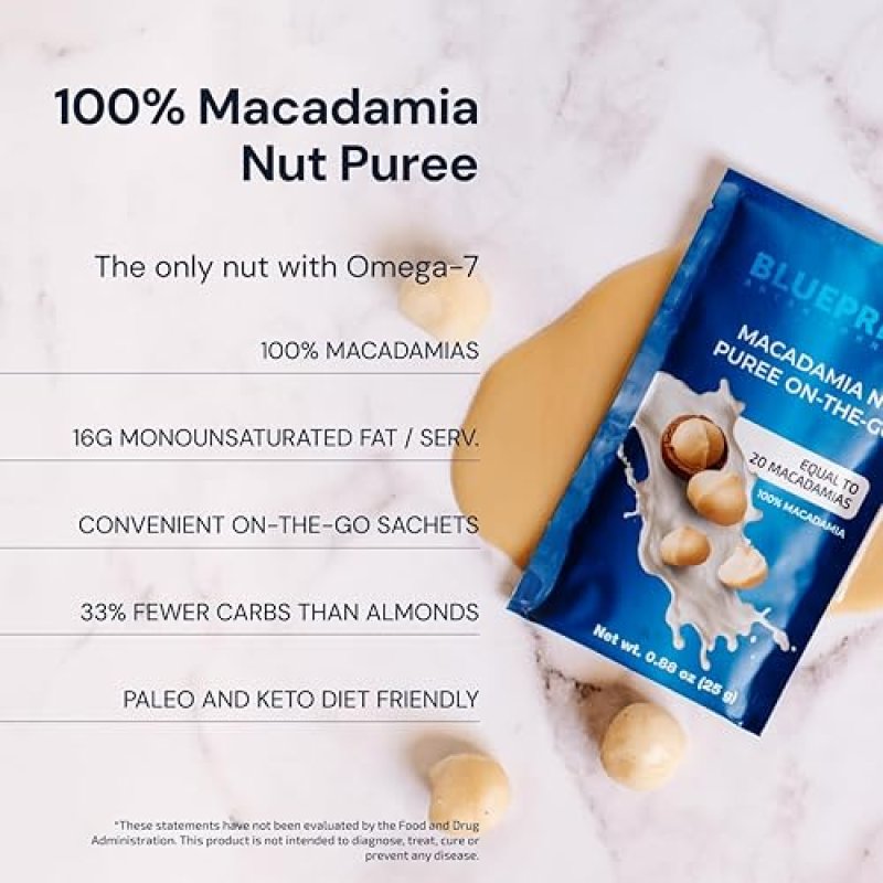 BLUEPRINT BRYAN JOHNSON MACADAMIA NUT PUREE - 1 INGREDIENT, NO SUGAR, VEGAN, KETO, 12 SERVINGS