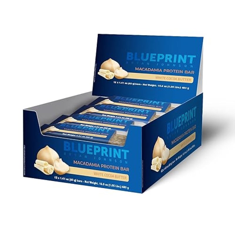 BLUEPRINT BRYAN JOHNSON MACADAMIA NUT PROTEIN BARS 9G PLANT PROTEIN, VEGAN, LOW CARB, KETO, NON-GMO 12 PACK