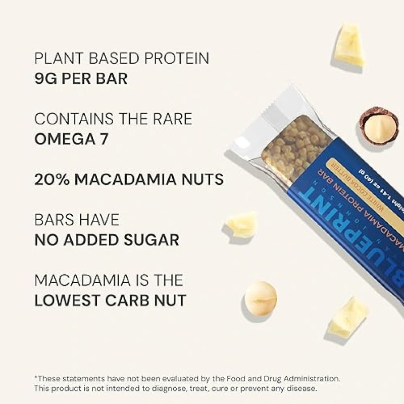 BLUEPRINT BRYAN JOHNSON MACADAMIA NUT PROTEIN BARS 9G PLANT PROTEIN, VEGAN, LOW CARB, KETO, NON-GMO 12 PACK