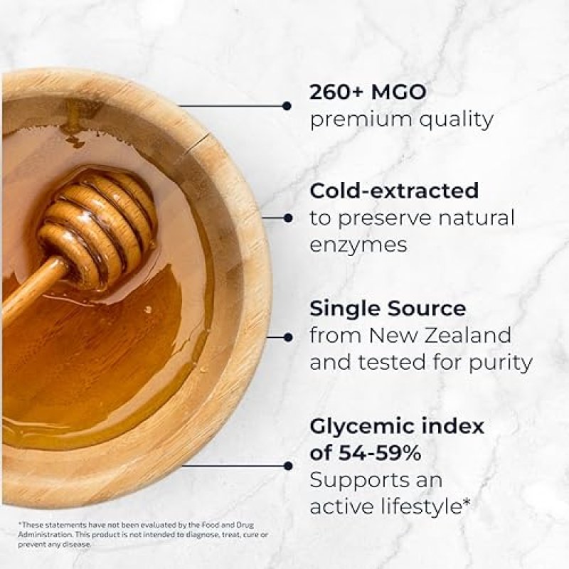 BLUEPRINT BRYAN JOHNSON MANUKA HONEY MGO 260 - NEW ZEALAND RAW HONEY, 8 OZ - PURE NATURAL SWEETENER