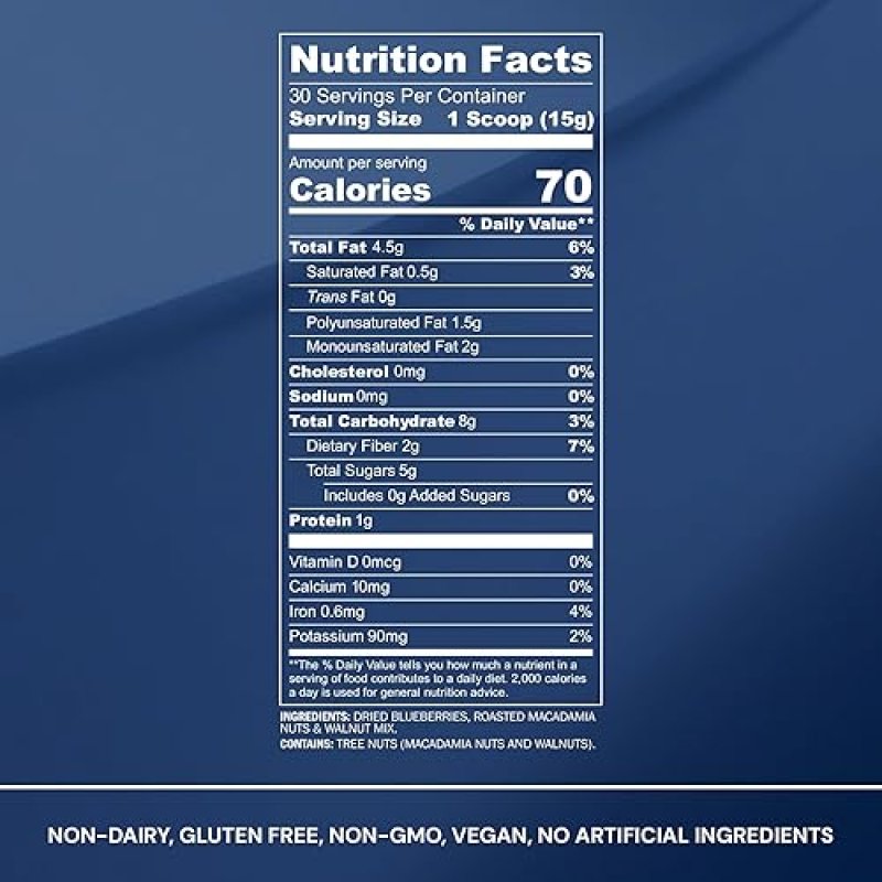 BLUEPRINT BRYAN JOHNSON BLUEBERRY NUT MIX REAL BLUEBERRIES, MACADAMIA WALNUTS, KETO PALEO