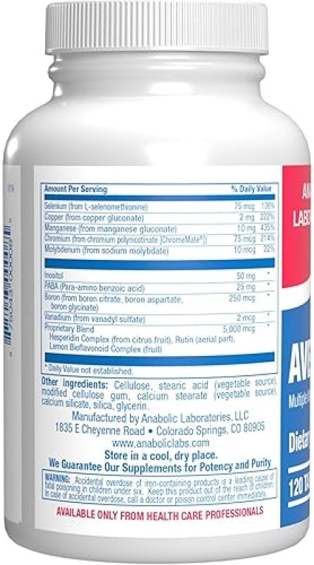 ANABOLIC LABORATORIES 30-IN-1 ADULT MULTIVITAMIN WITH IRON ANTIOXIDANT-RICH OVER 50 MULTIVITAMIN FOR MEN WOMEN
