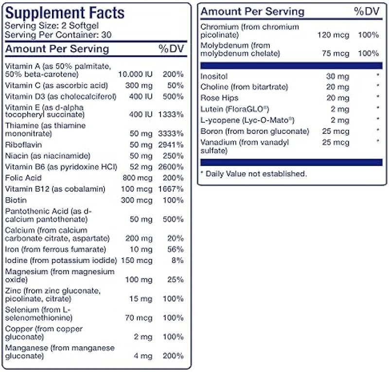 ANABOLIC LABORATORIES 30-IN-1 ADULT MULTIVITAMIN WITH IRON - ANTIOXIDANTS VITAMINS A, C, D, E, B COMPLEX - 1 MONTH