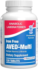 ANABOLIC LABORATORIES IRON-FREE DAILY MULTIVITAMIN FOR MEN WOMEN, 120 TABLETS AVED MULTI VITAMINS MINERALS