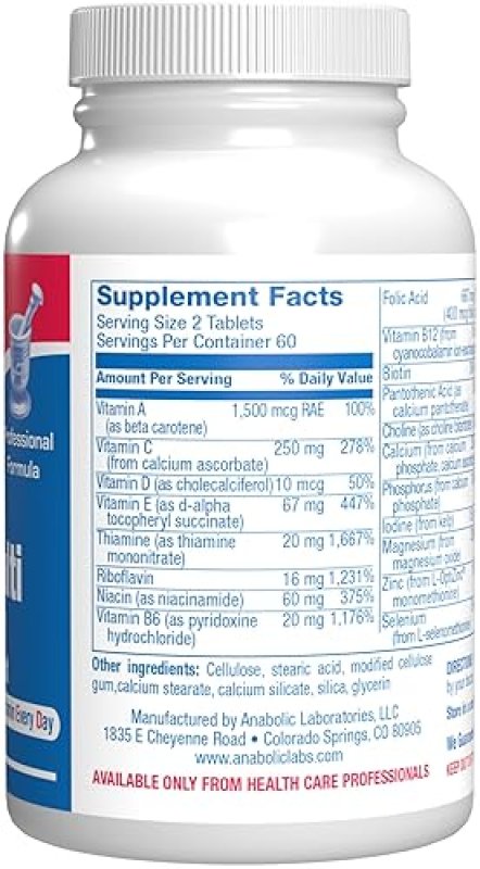 ANABOLIC LABORATORIES IRON-FREE DAILY MULTIVITAMIN FOR MEN WOMEN, 120 TABLETS AVED MULTI VITAMINS MINERALS