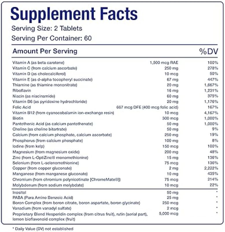 ANABOLIC LABORATORIES IRON-FREE DAILY MULTIVITAMIN FOR MEN WOMEN, 120 TABLETS AVED MULTI VITAMINS MINERALS
