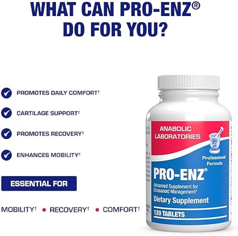 ANABOLIC LABORATORIES PRO ENZ JOINT SUPPORT SUPPLEMENT WITH TURMERIC, BOSWELLIA PROTEOLYTIC ENZYMES 120 SERVINGS
