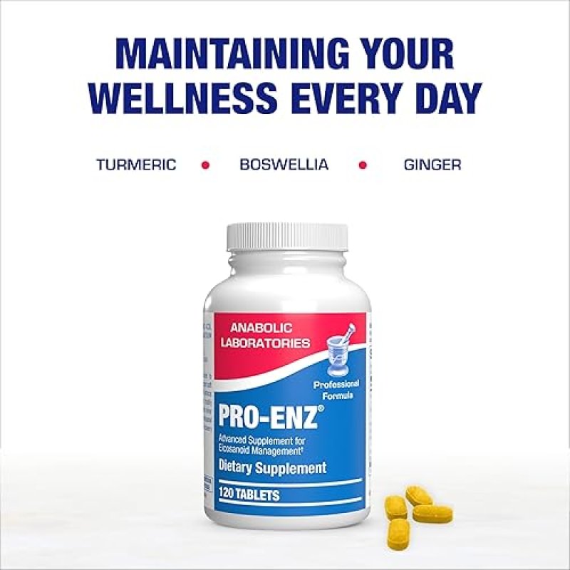 ANABOLIC LABORATORIES PRO ENZ JOINT SUPPORT SUPPLEMENT WITH TURMERIC, BOSWELLIA PROTEOLYTIC ENZYMES 120 SERVINGS