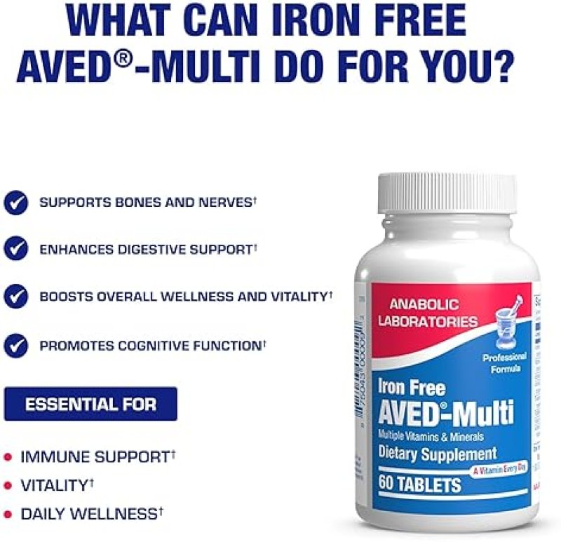 ANABOLIC LABORATORIES 30-IN-1 ADULT MULTIVITAMIN 50 WITHOUT IRON ANTIOXIDANTS, VITAMINS A C D E B, ZINC, MAGNESIUM