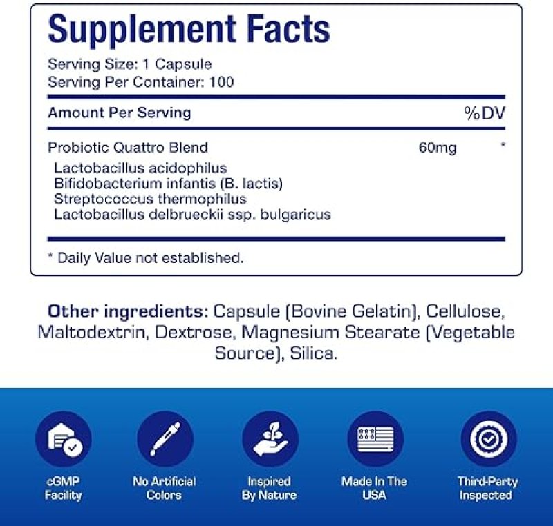 ANABOLIC LABORATORIES ADVANCED DIGESTIVE PROBIOTICS 4-IN-1 FOR MEN WOMEN LACTOBACILLUS BIFIDOBACTERIUM, 100 SERVINGS