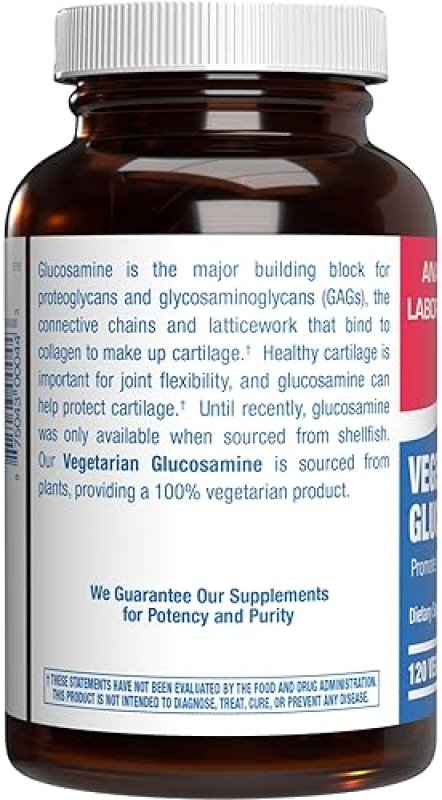 ANABOLIC LABORATORIES VEGAN GLUCOSAMINE JOINT SUPPLEMENT FOR MOBILITY, FLEXIBILITY COMFORT NON-GMO, SHELLFISH-FREE, 120 SE