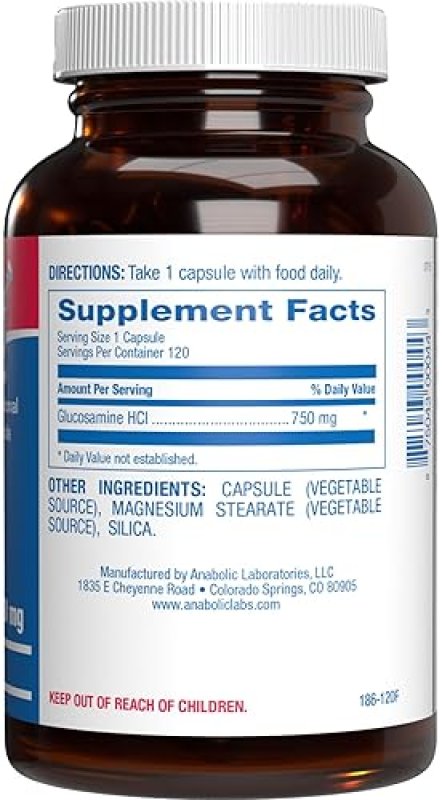 ANABOLIC LABORATORIES VEGAN GLUCOSAMINE JOINT SUPPLEMENT FOR MOBILITY, FLEXIBILITY COMFORT NON-GMO, SHELLFISH-FREE, 120 SE
