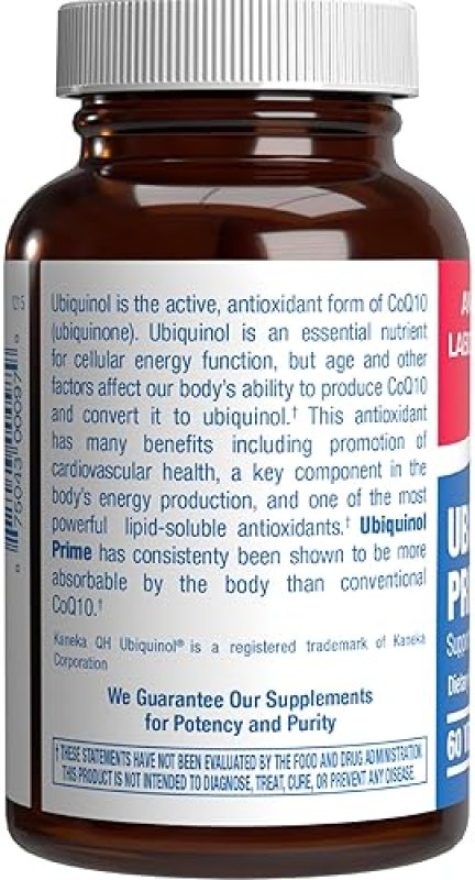 ANABOLIC LABORATORIES UBIQUINOL COQ10 SUPPLEMENT FOR HEART, IMMUNE BRAIN SUPPORT VEGETARIAN, NON-GMO, 60 SERVINGS