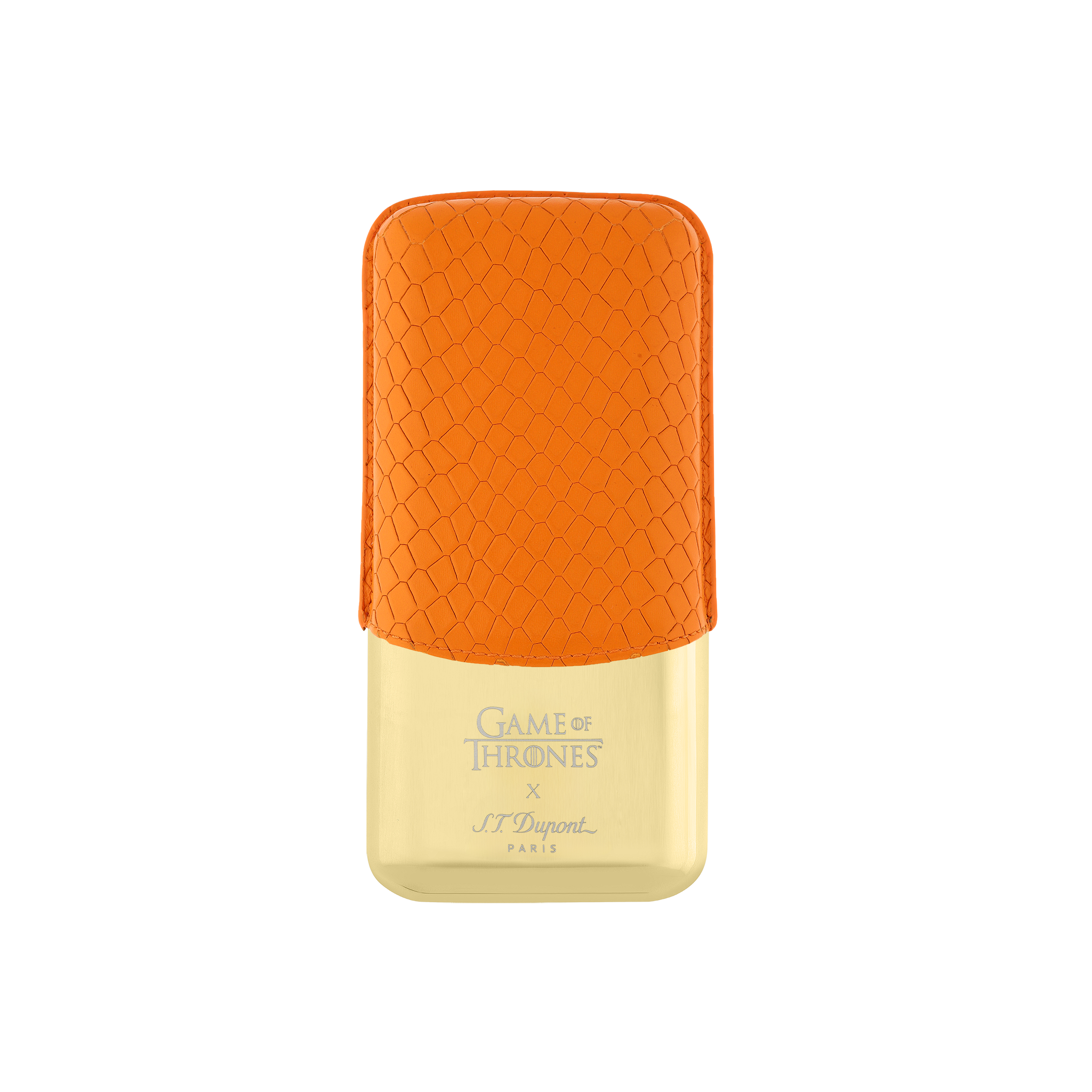 ST DUPONT 3 CIGAR CASE LEATHER CASE GAME OF THRONES FIRE ORANGE