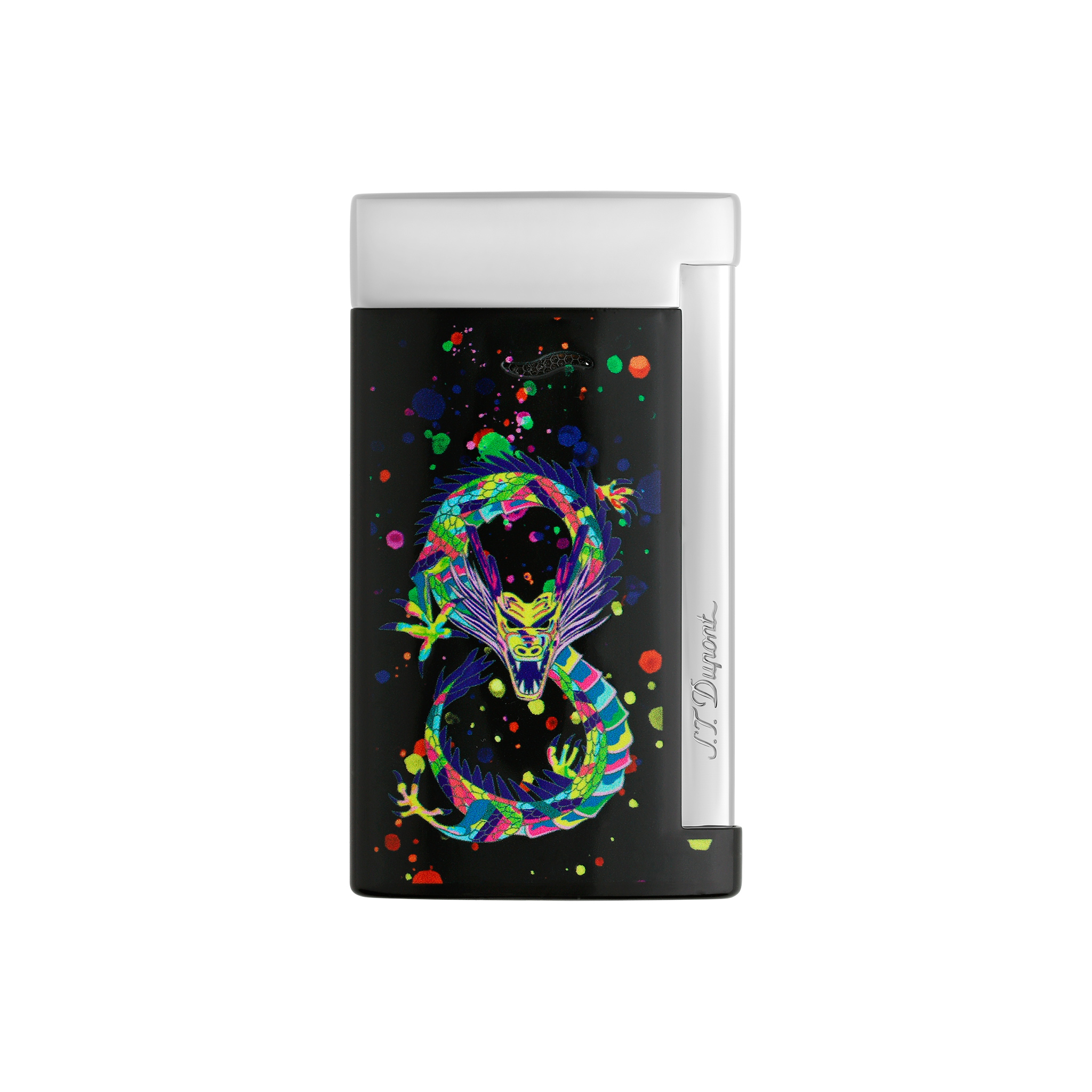 ST DUPONT SLIM 7 TORCH  LACQUERED LIGHTER DRAGON BLACK