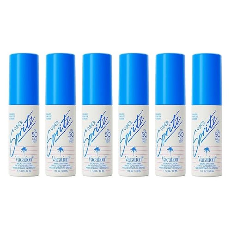 VACATION MINI SPF 50 FACE SUNSCREEN SPRAY, WATER-RESISTANT, VEGAN, NON-COMEDOGENIC, 1OZ 6-PACK