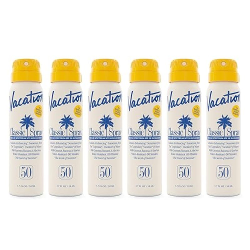 VACATION MINI SUNSCREEN SPRAY SPF 50, WATER-RESISTANT, TRAVEL SIZE 1.7OZ, 6-PACK VALUE SET