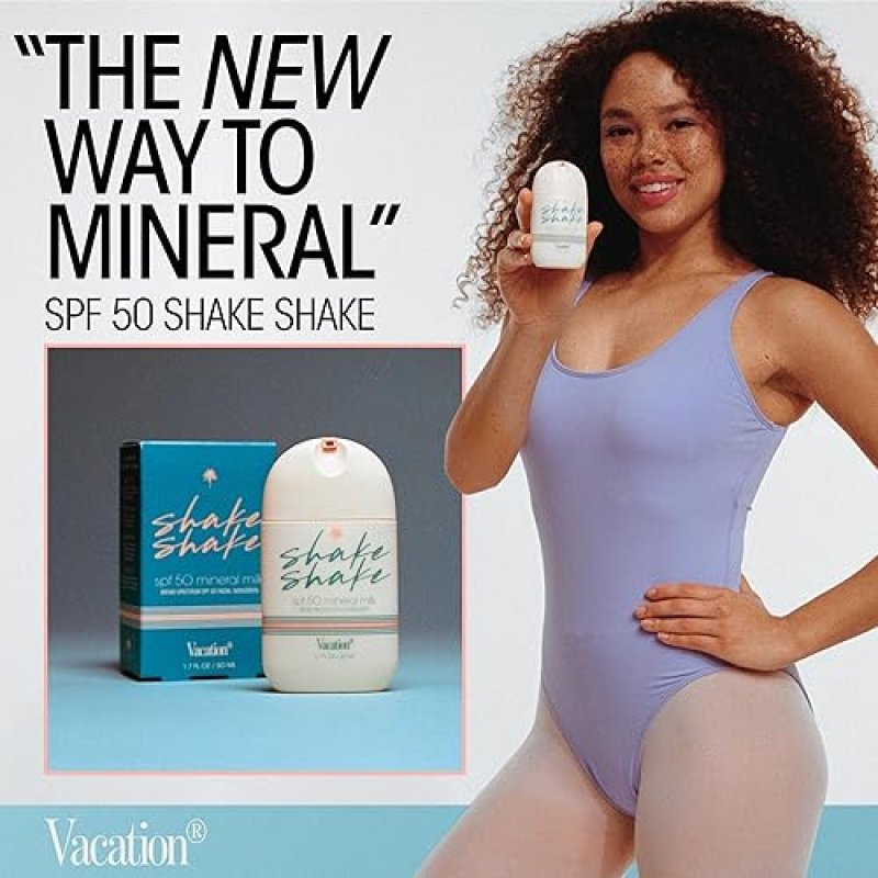 VACATION SHAKE SHAKE SPF 50 MINERAL FACE SUNSCREEN NON-COMEDOGENIC, WATER-RESISTANT, VEGAN, 1.7 OZ