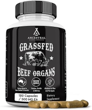 ANCESTRAL SUPPLEMENTS GRASS-FED BEEF ORGAN COMPLEX LIVER, HEART, KIDNEY MORE, 180 CAPS