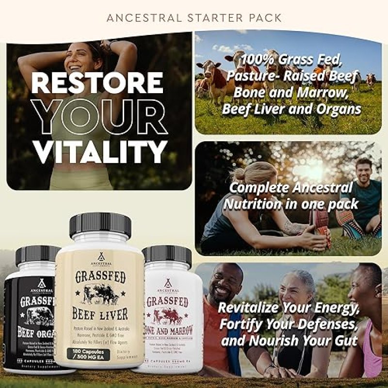 ANCESTRAL SUPPLEMENTS BEEF ORGANS STARTER PACK ORGANS STACK VARIATION FOR HEALTH SUPPORT