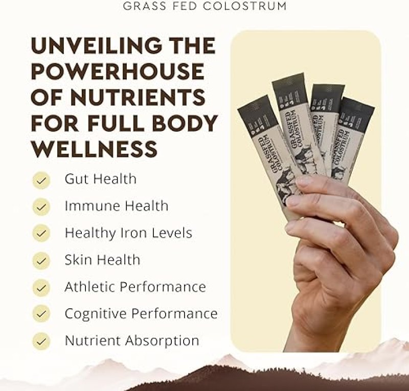 ANCESTRAL SUPPLEMENTS BEEF COLOSTRUM POWDER PACKETS IMMUNE, GUT, SKIN HAIR SUPPORT, 30 STICKS