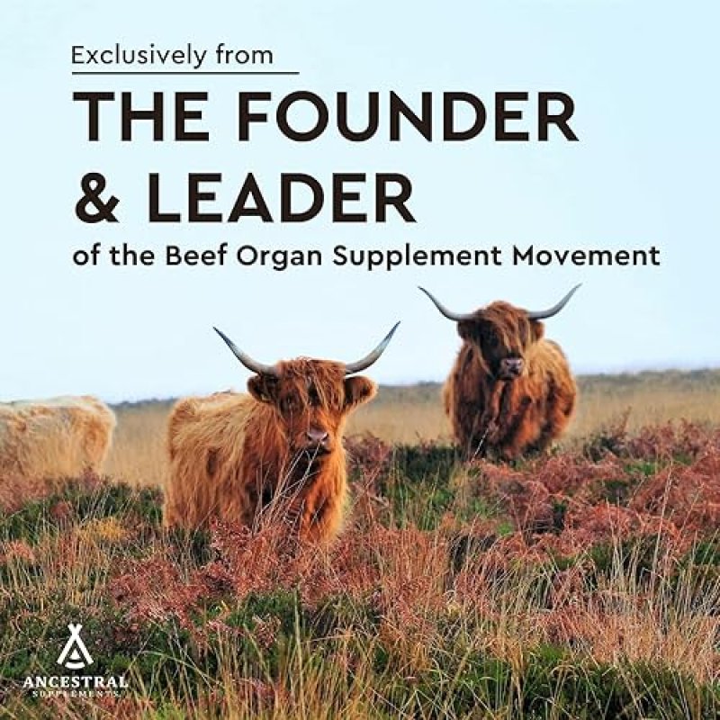 ANCESTRAL SUPPLEMENTS GRASS-FED BEEF HEART 3300MG WITH COQ10, NON-GMO, 180 CAPSULES