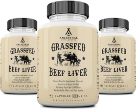 ANCESTRAL SUPPLEMENTS GRASS-FED BEEF LIVER CAPSULES, 180CT 3 PACK ENERGY, IMMUNITY DIGESTION SUPPORT
