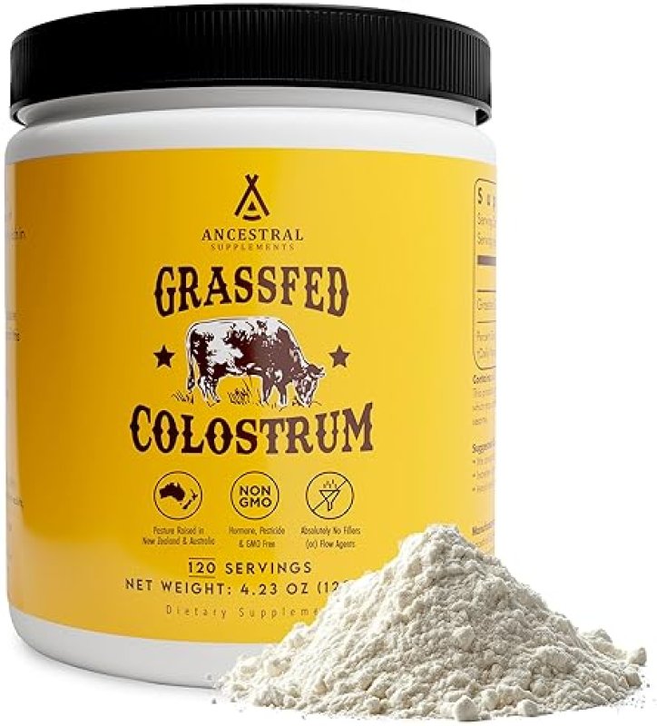 ANCESTRAL SUPPLEMENTS BOVINE COLOSTRUM POWDER GRASS-FED, FREEZE-DRIED, IMMUNE GUT SUPPORT, 120 SERVI