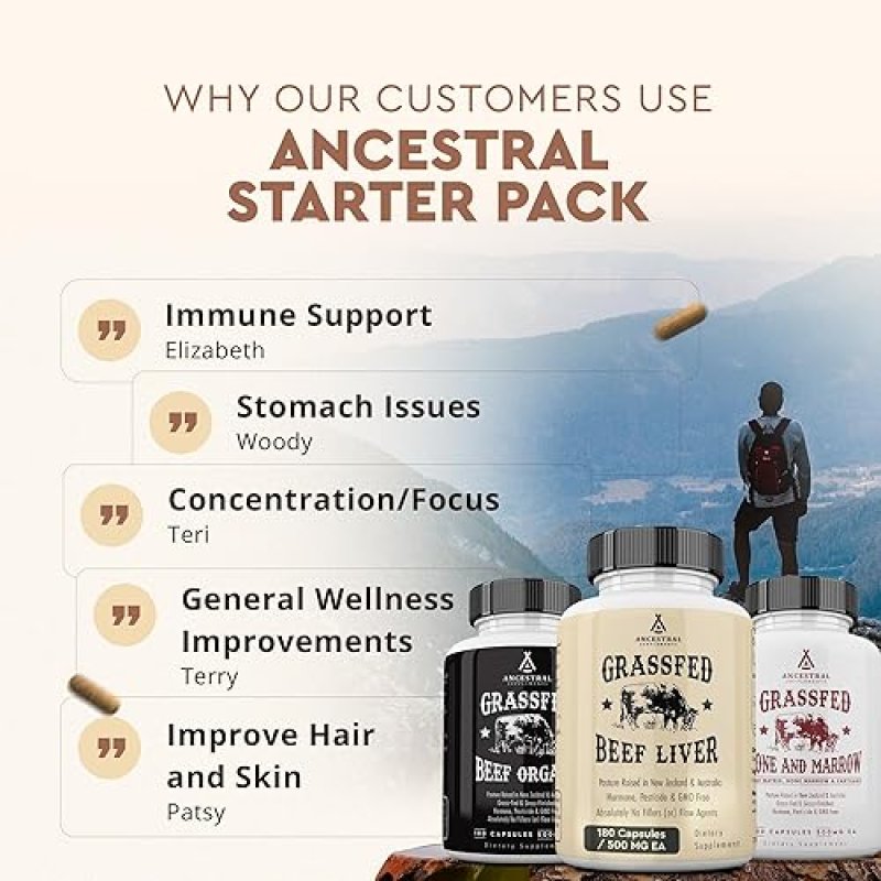 ANCESTRAL SUPPLEMENTS BEEF ORGANS STARTER PACK ORGANS AND STACK VARIATION BUNDLE