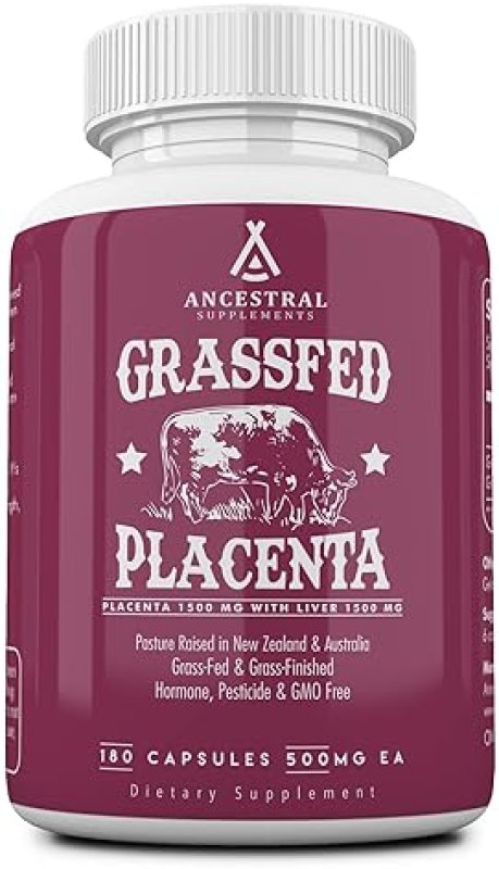 ANCESTRAL SUPPLEMENTS GRASS-FED PLACENTA LIVER CAPSULES POSTPARTUM, MENOPAUSE, SKIN SUPPORT