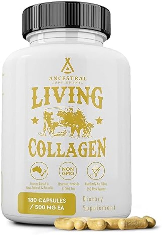ANCESTRAL SUPPLEMENTS GRASS-FED BEEF COLLAGEN POWDER 3000MG, 180 CAPSULES SUPPORTS SKIN, HAIR JOINTS