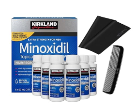KIRKLAND MINOXIDIL 5 MEN S HAIR REGROWTH SOLUTION 6-MONTH SUPPLY 12OZ WITH APPLICATOR COMB