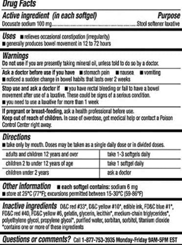 KIRKLAND SIGNATURE STOOL SOFTENER 100 MG - 400 SOFTGELS FOR CONSTIPATION RELIEF