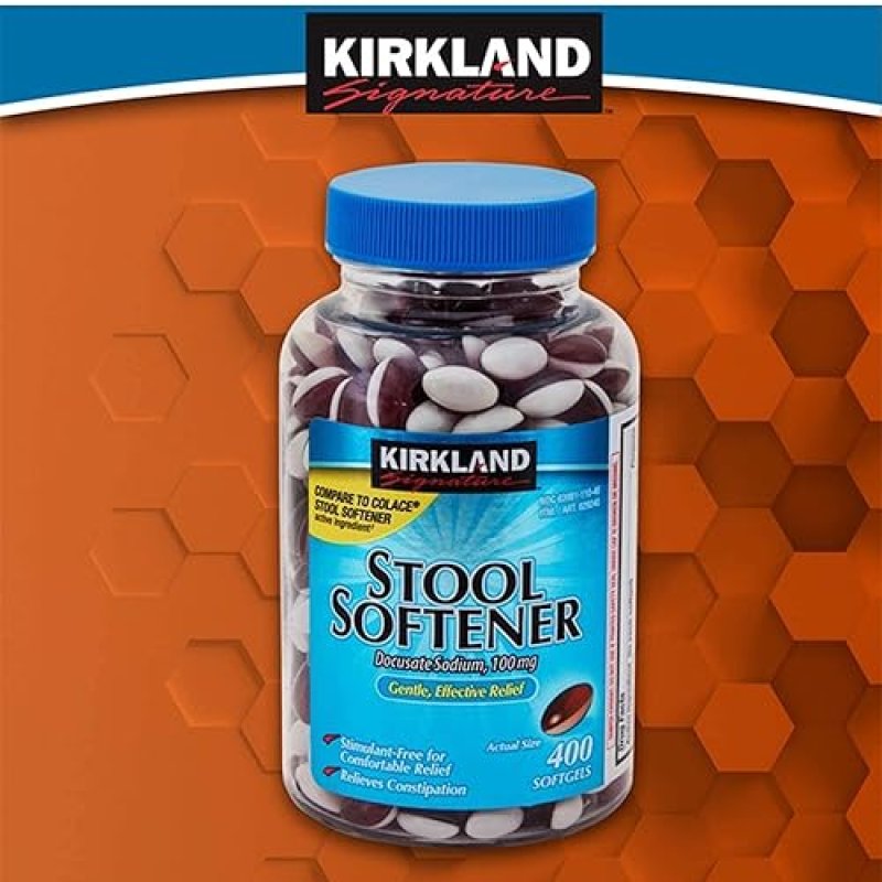 KIRKLAND SIGNATURE STOOL SOFTENER 100 MG - 400 SOFTGELS FOR CONSTIPATION RELIEF