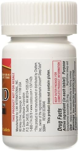 KIRKLAND SIGNATURE SLEEP AID DOXYLAMINE SUCCINATE 25MG, 96 TABLETS, NO FLAVOR, PACKAGING VARIES