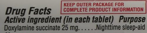KIRKLAND SIGNATURE SLEEP AID DOXYLAMINE SUCCINATE 25MG, 96 TABLETS, NO FLAVOR, PACKAGING VARIES