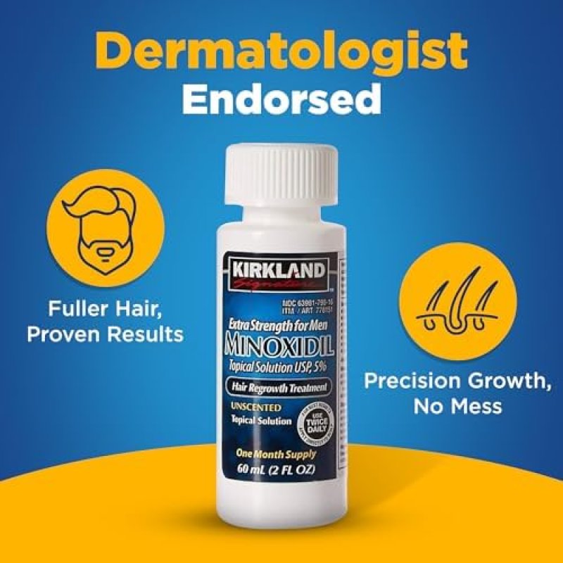 KIRKLAND SIGNATURE MINOXIDIL 5 EXTRA STRENGTH HAIR REGROWTH FOR MEN, 1-MONTH SUPPLY