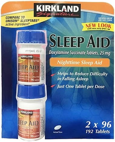 KIRKLAND SIGNATURE SLEEP AID DOXYLAMINE SUCCINATE 25MG 192 TABLETS 2 PACK
