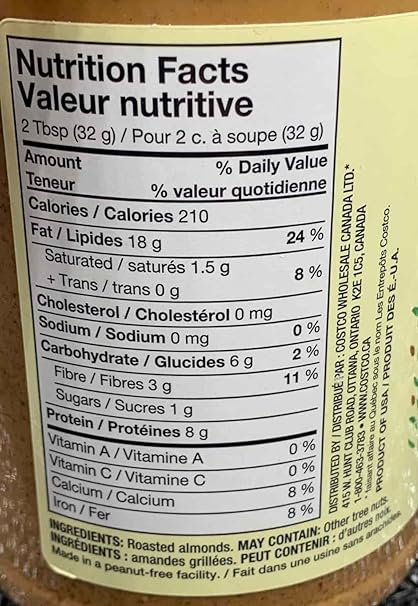 KIRKLAND SIGNATURE USDA ORGANIC CREAMY ALMOND BUTTER 27 OZ NATURAL, NON-GMO SPREAD