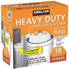 KIRKLAND SIGNATURE FULL-SIZE KITCHEN TRASH BAGS WITH GRIPPING DRAWSTRING NEW EDITION, SECURE FIT