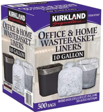 KIRKLAND SIGNATURE 10 GALLON CLEAR TRASH BAGS, 23X25, 0.34 MIL, 500 BAGS BULK PACK